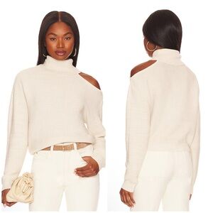 BCBGENERATION x REVOLVE Mock Neck Cutout Sweater in Ivory Champagne Size L